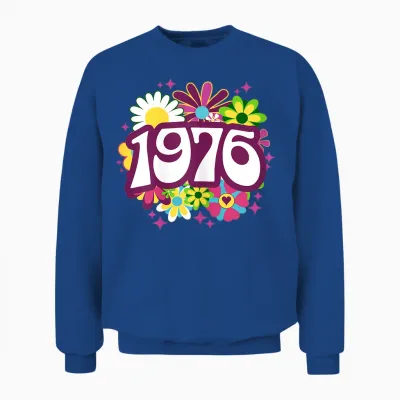Retro Hippi Célébration 50 Ans Femme Anniversaire 1976 Unisex Sweatshirt - Royal