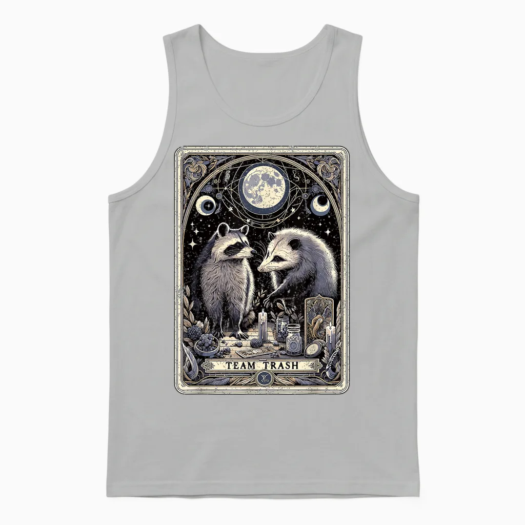 Team Trash Tarotkarte Opossum Hexerei Goth Possum Waschbär Unisex Tank Top in Ash