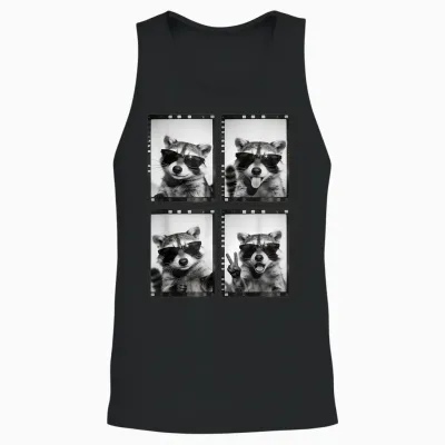 Lustiger Waschbär Photobooth Retro Film Strip Sonnenbrille Meme Unisex Tank Top - Black