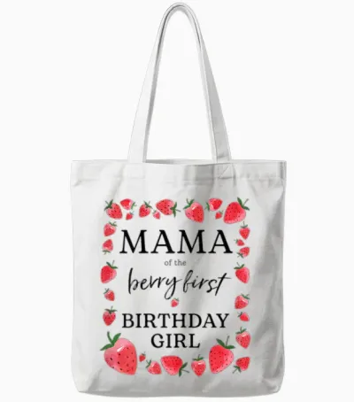 Mama Von the Berry Mädchen Zum Ersten Geburtstag Sweet One Strawberry Tote Bags - White