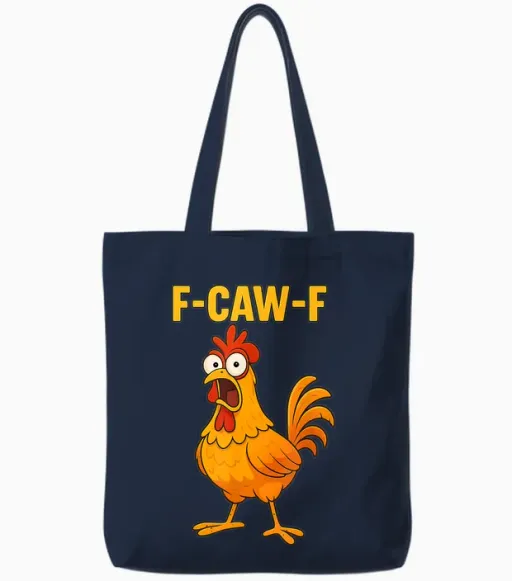 Funny Chicken F-Caw-F Cartoon Fcawf Tote Bags - Navy