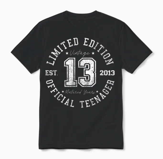 Official Teenager 13th Birthday 13 Years Old 2013 Unisex T-Shirt in Black