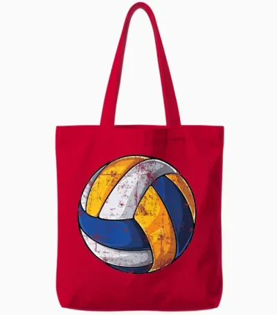 Volleyball Retro Tote Bags - Red