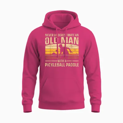 Cool Pickleball Art for Men Grandpa Paddle Pickleball Player Unisex Hoodie - Heliconia