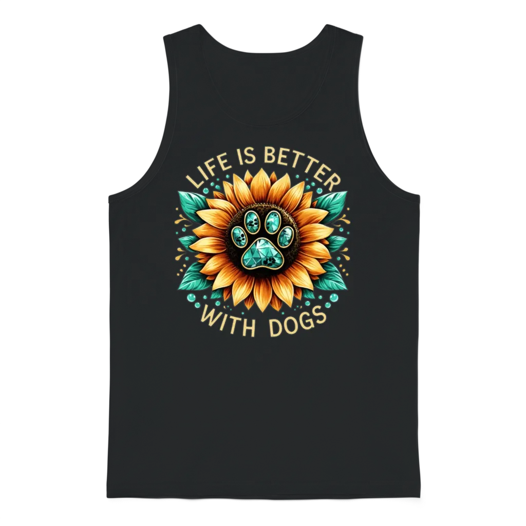 Dog Lover Life Is Better with Dogs Unisex Tank Top - Black