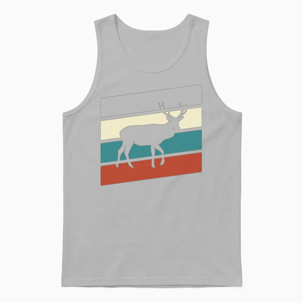 Deer Retro Wildlife Gift Unisex Tank Top in Ash