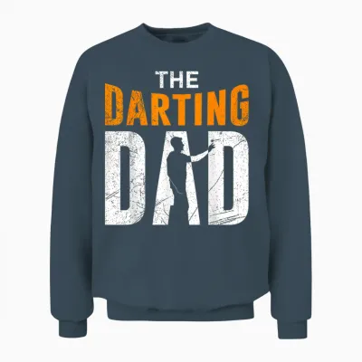 The Darting Dad Dart Player Dad Darts T-Shirt, Black Unisex Sweatshirt - Dark Heather