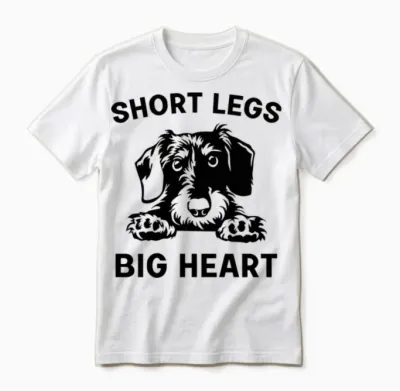 Drôle Teckel à Poil Dur Jambes Courtes Grand Coeur T-Shirt Haut De Gamme Unisex T-Shirt - White