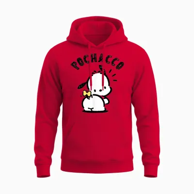 Sanrio Pochacco Backside Logo Unisex Hoodie - Red