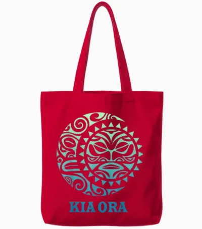 Neuseeland Sonne Mond Kia Ora Kultur Sonne Mond Symbol Haka Tote Bags - Red