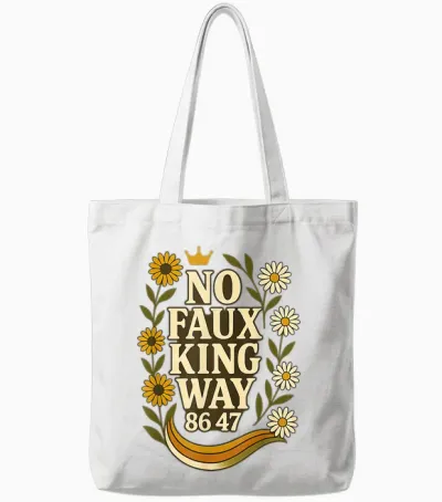 No Faux King Way 86/47 Resist 70s Retro Floral For Tote Bags - White