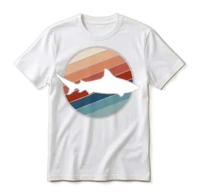 Shark in Retro Style Unisex T-Shirt - White