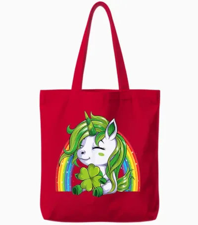 Einhorn Happy St Patricks Day Irish Rainbow Kleeblatt Kinder Tote Bags - Red