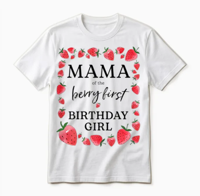 Mama Von the Berry Mädchen Zum Ersten Geburtstag Sweet One Strawberry Unisex T-Shirt in White