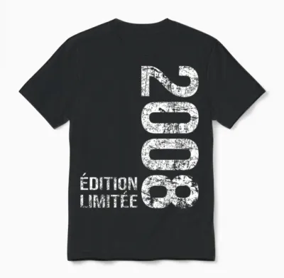 18 Years Men Boy Birthday Humour Vintage 2008 Unisex T-Shirt - Black