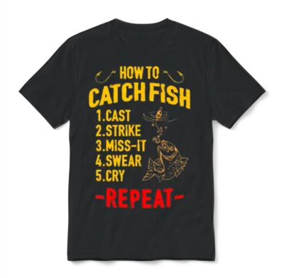 Funny Fishing Unisex T-Shirt - Black