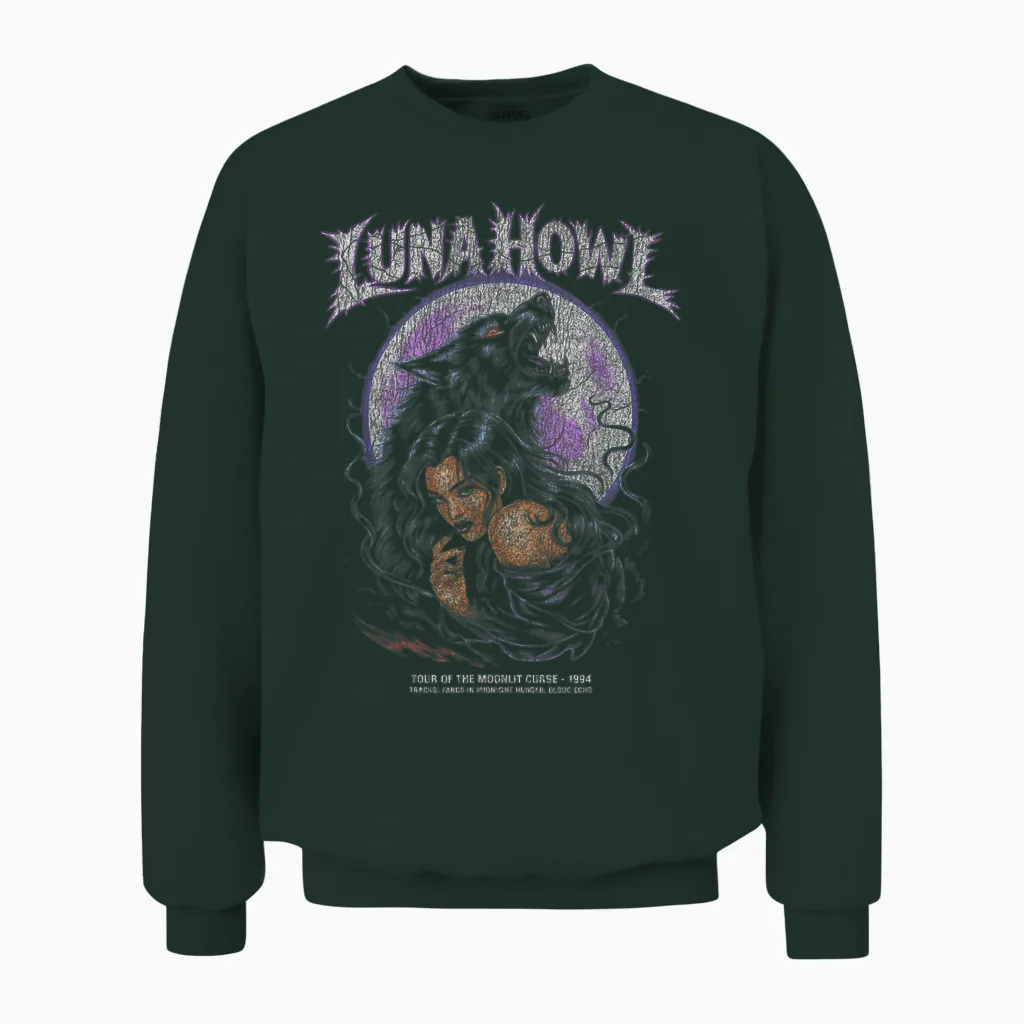 Poster Loup-Garou En Métal - Dark Fantasy Gothic Moon Unisex Sweatshirt in Forest
