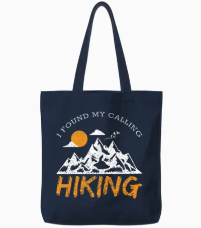 I Found My Calling Hiking I Hiking Trip I Mountain Tote Bags - Navy