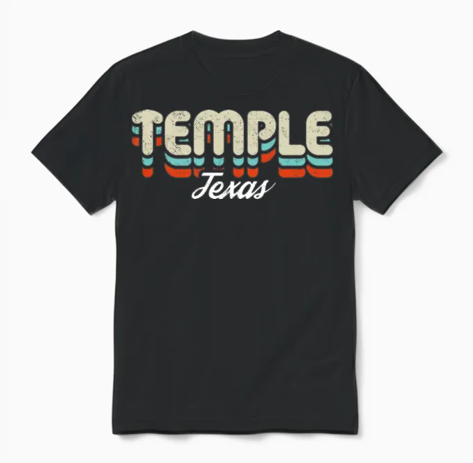 Retro Temple Texas Unisex T-Shirt in Black