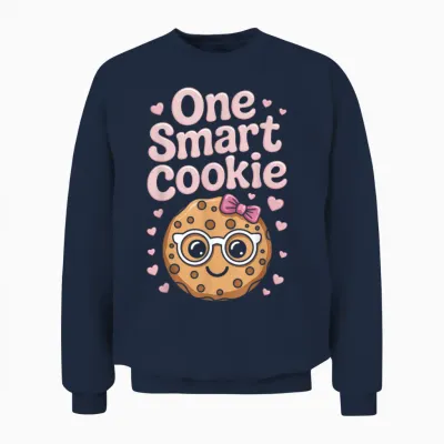 One Smart Cookie Funny Chocolate Chip Cookie Unisex Sweatshirt - Navy