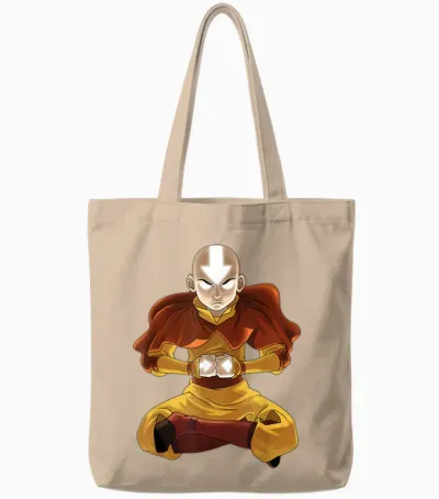 Avatar: the Last Airbender Aang Meditation T-Shirt, Black Tote Bags - Natural
