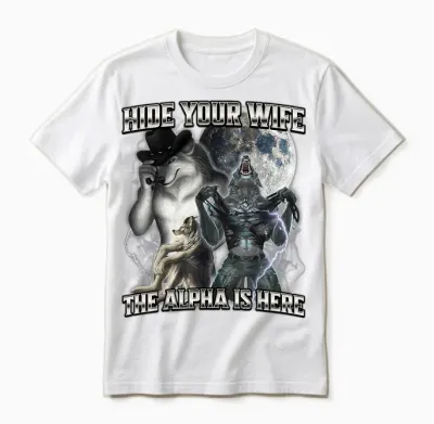 Hide Your Wife the Alpha Is Here Unisex T-Shirt - White