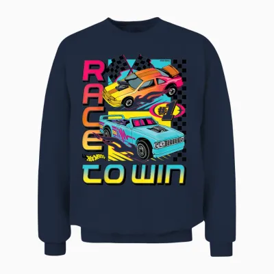 Hot Wheels — Rennen Um Den Sieg in Flammenden Autos Unisex Sweatshirt - Navy
