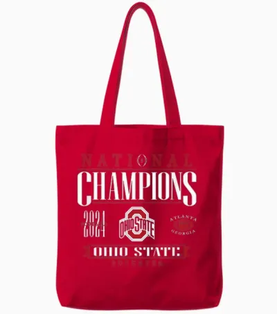 Ohio State Buckeyes National Champs 2024 Cfp Icon Black Tote Bags - Red