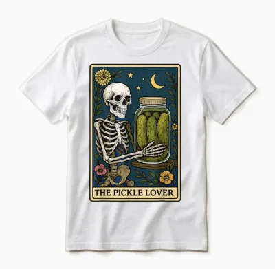 The Pickle Lover Tarot Card Unisex T-Shirt - White