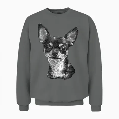 Chihuahua Face Cute Dog Lovers Men Women Black White Unisex Sweatshirt - Graphite Heather