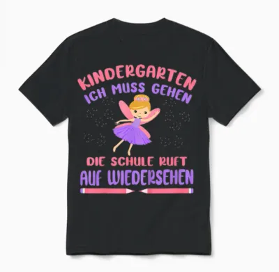 Kinder Kita Abgänger 2026 Fee Schule Ruft Schulkind Mädchen Unisex T-Shirt - Black