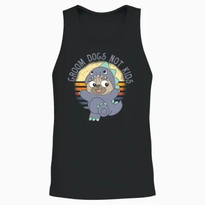 Groom Dogs Not Kids Unisex Tank Top - Black