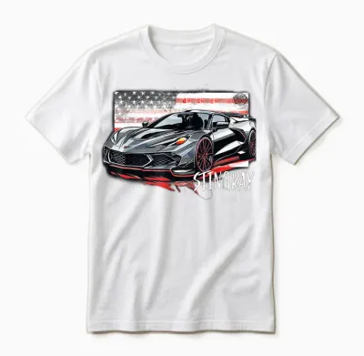 C8 American Muscle V8 Supercar Stingray Cool Vette Mechanic Unisex T-Shirt - White