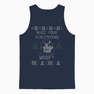 Buzz You Girlfriend Woof Unisex Tank Top - Navy