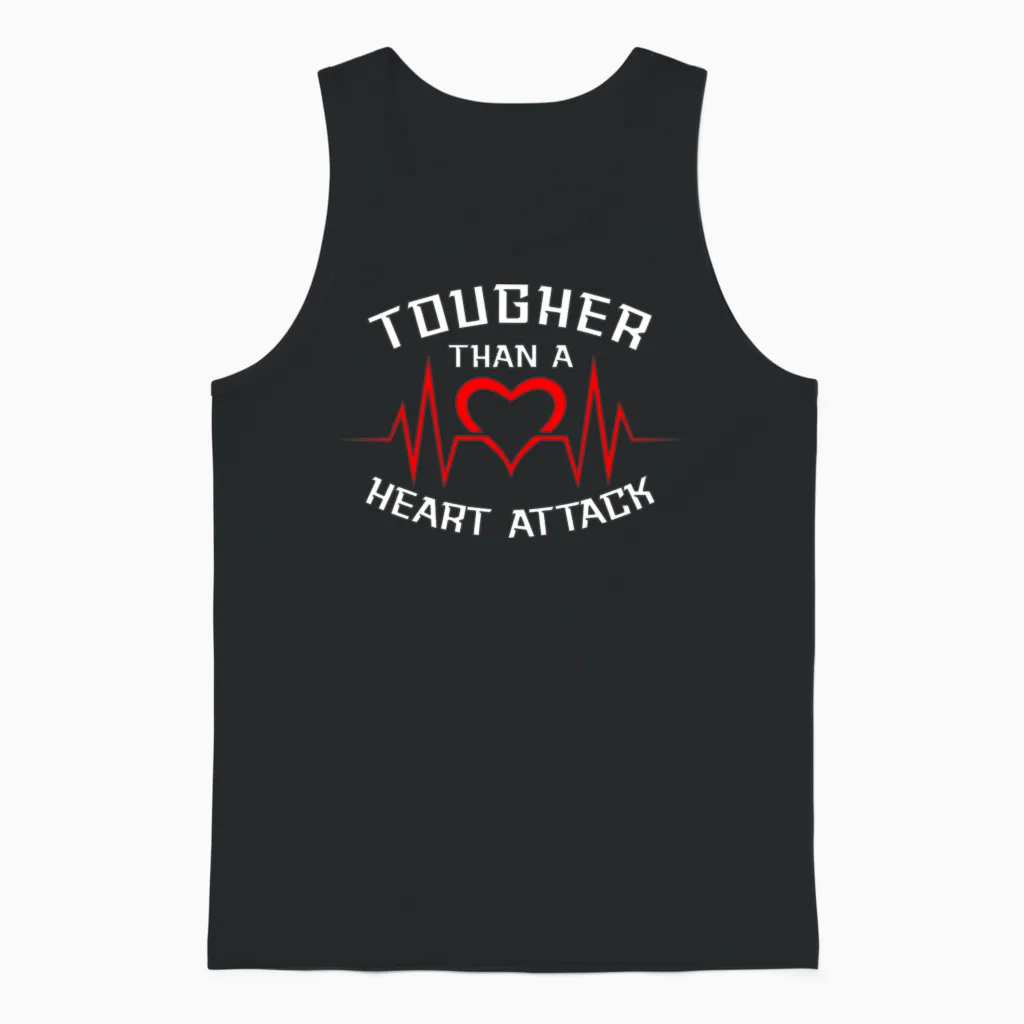 Funny Heart Attack Survivor Awareness Unisex Tank Top in Black