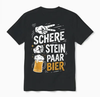 Schere Stein Paar Bier Lustiges Bier Humor Party Beer Unisex T-Shirt - Black