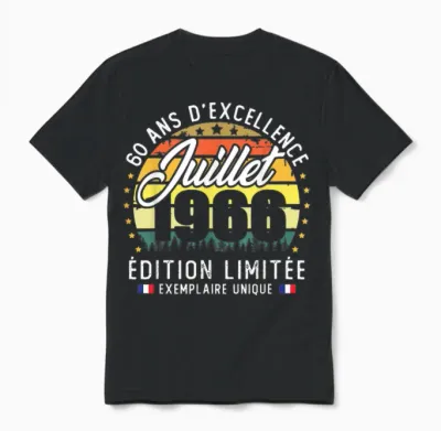 Vintage Juillet 1966 Cadeau D'anniversaire 60 Ans Hommes Unisex T-Shirt - Black