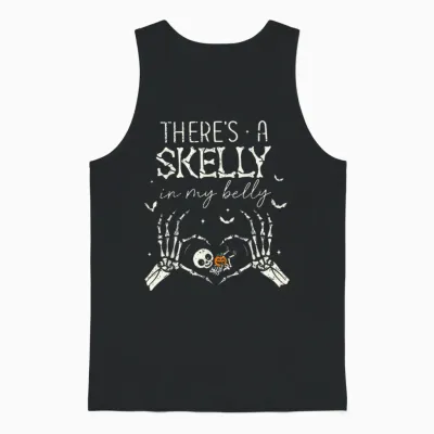 There's a Skelly in My Belly Funny Halloween Pregnancy Women Unisex Tank Top - Black