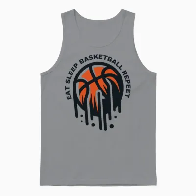 Eat Sleep Basketball Repeat Unisex Tank Top - Sport Grey