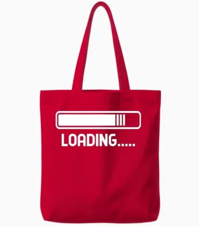 Loading.... Loading Bar Tote Bags - Red