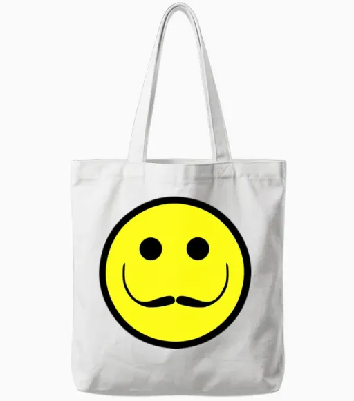 Salvador Dali Smiley Face Tote Bags in White
