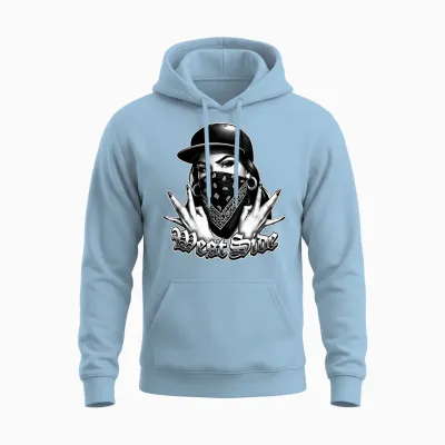 Westside Sign Gang West Coast Hip Hop 90s Bandana Gangster Unisex Hoodie - Light Blue