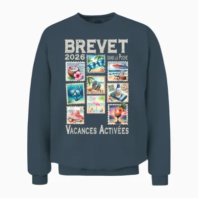 Brevet Collèges Réussi 2026 Bep Vintage Timbres Humour Unisex Sweatshirt - Dark Heather