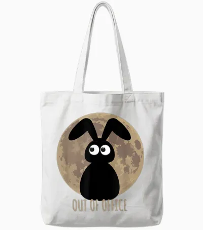 Out of Office with a Sweet Easter Bunny Before the Moon T-Shirt, Black Tote Bags - White