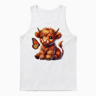 Highland Kuh Liebhaber Schottland Bauernhof Rinder Kalb Unisex Tank Top - White