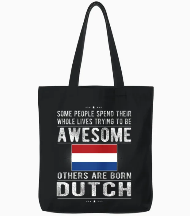 Proud Dutch Flag Netherlands Heritage Dutch Roots Tote Bags in Black