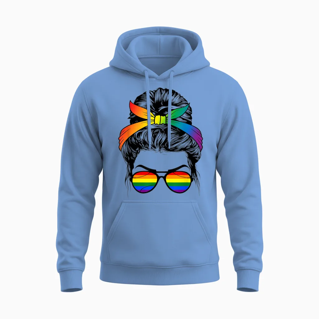 Rainbow Bun Gay Homo Outfit Lgbt Gay Homosexuality T-Shirt, White Unisex Hoodie in Carolina Blue