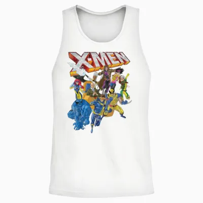 Marvel X-Men Vintage Group Shot Logo Unisex Tank Top - White