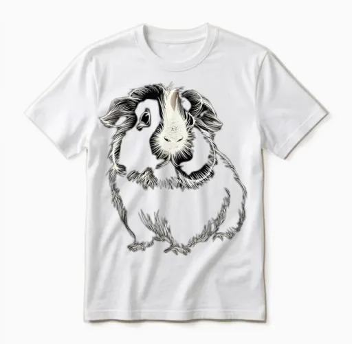 Adorable Meerschweinchen-Linienzeichnung, Niedliches T-Shirt, Black Unisex T-Shirt in White