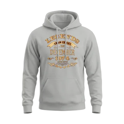 Legends Are Born in December 1974 Unisex Hoodie - Ash